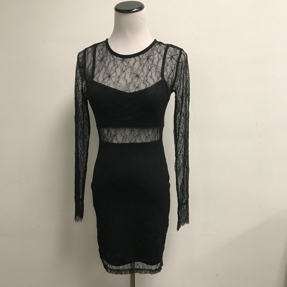Forever 21 black lace bodycon party dress XS NWT wiggle